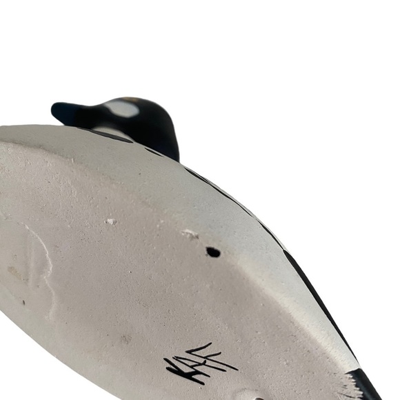 Duck Decoy Black and White Small Hand Painted and Signed Ceramic Figurine - Picture 7 of 10